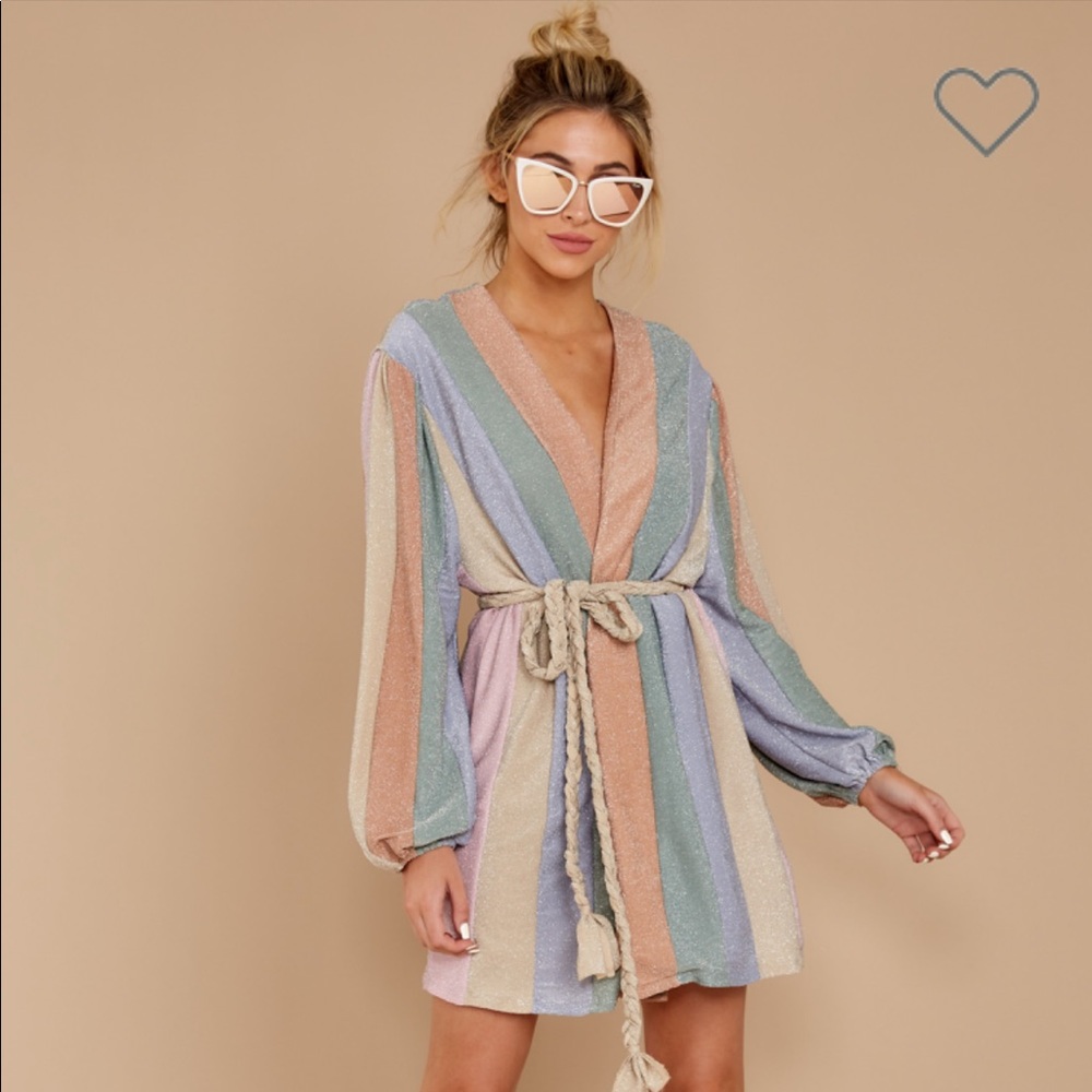 Storia shimmer pastel wrap dress